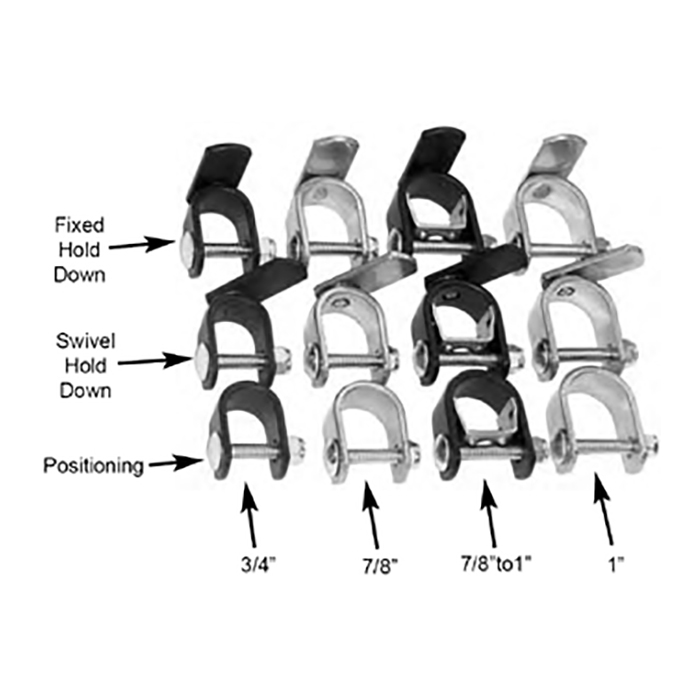 Clamps - Positioning, Swivel Hold Down, Fixed Hold Down